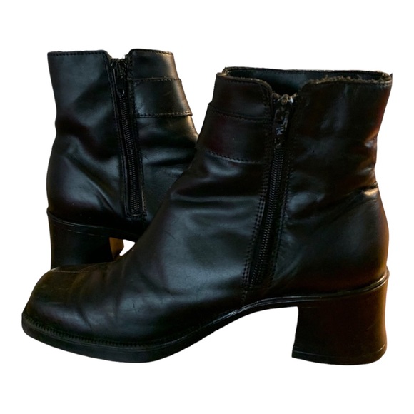 Polar Star women’s black leather boots shoes medium heels size : 8 - Picture 3 of 12